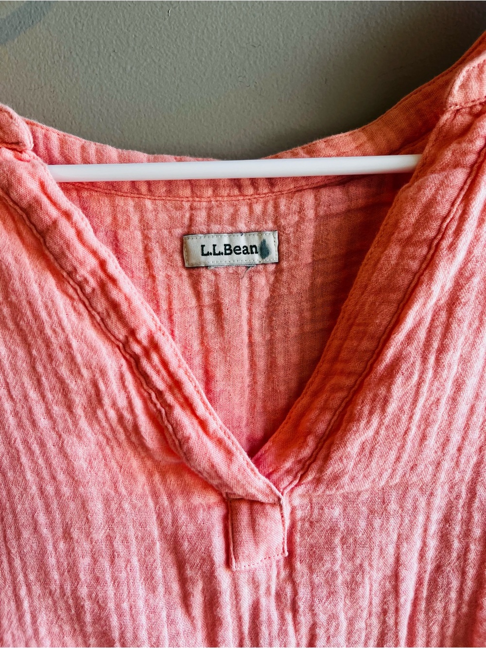 L.L. Bean 100% Cotton Gauze V-Neck Tunic in Coral XL - Picture 6 of 7